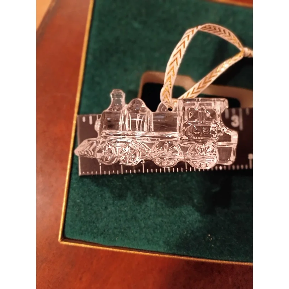 Waterford Crystal My First Train Ornament Clear Lead Glass Steam Engine Boxed